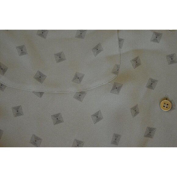 Vintage 90s Calvin Klein Womens Size M Beige Diamond Print Button-Up Blouse - Picture 4 of 8